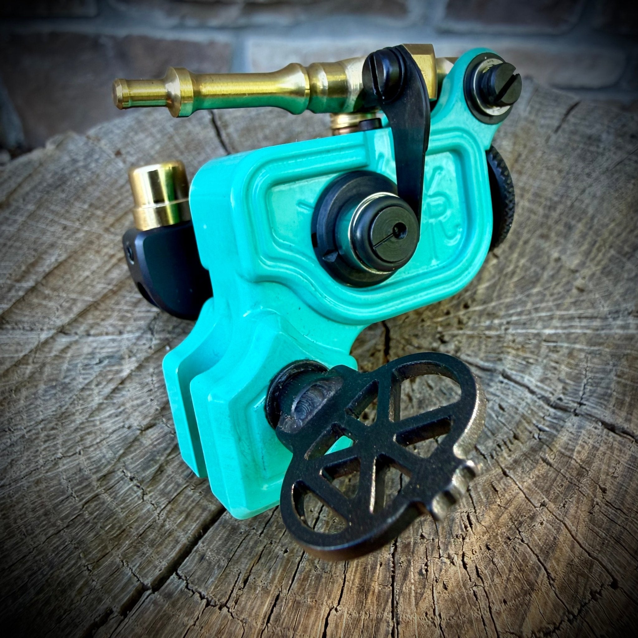 Sidewinder 46er | FW Teal w/brass DUAL Connection - Dan Kubin Rotary - SW-46-SA-GR
