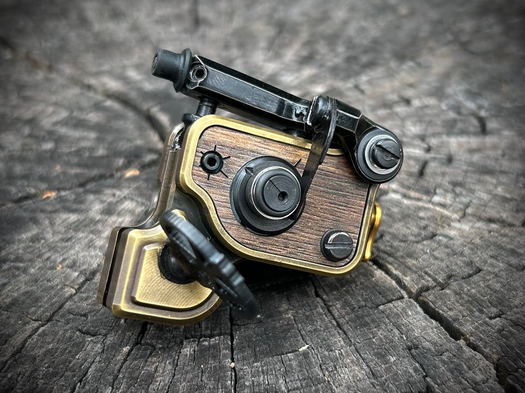 Sidewinder 7.5 | Rubbed Bronze w/ Oak - Dan Kubin Rotary - SW-7.5-RU-BRZ-OAK